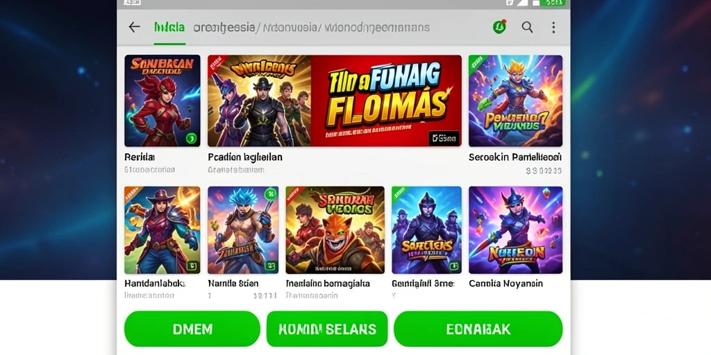 Tampilan antarmuka awal yang menarik dengan berbagai pilihan permainan.